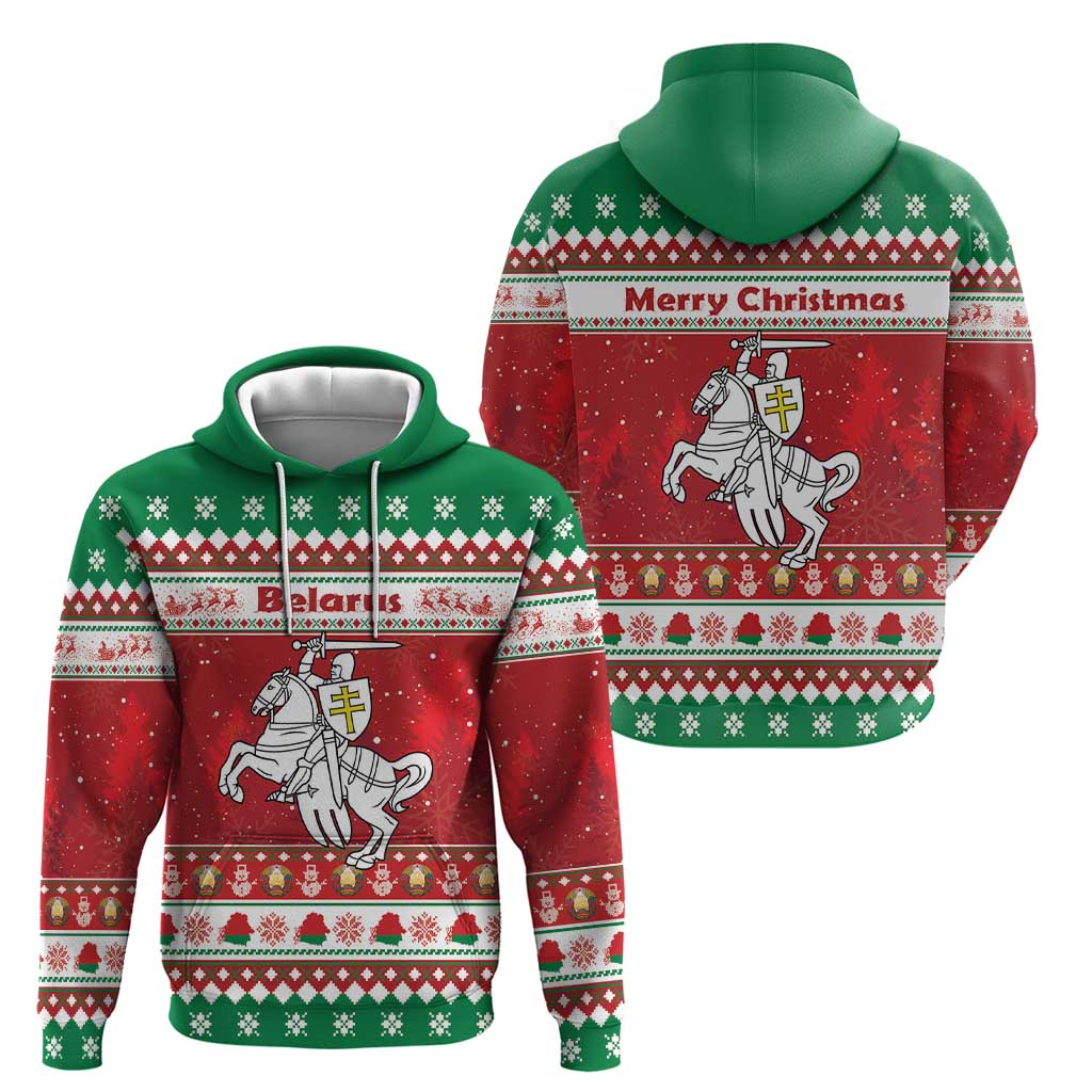 Belarus Pahonia Christmas Zip Hoodie Belarusian Vytis Knight Xmas Pattern - Wonder Print Shop