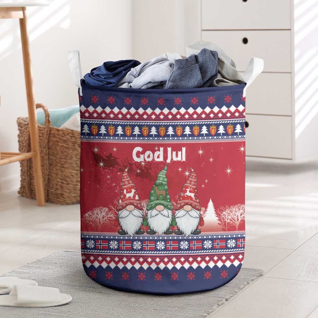 Norway Nisse Christmas Laundry Basket God Jul Norwegian Christmas Pattern - Wonder Print Shop