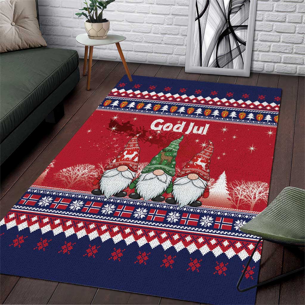 Norway Nisse Christmas Area Rug God Jul Norwegian Christmas Pattern - Wonder Print Shop