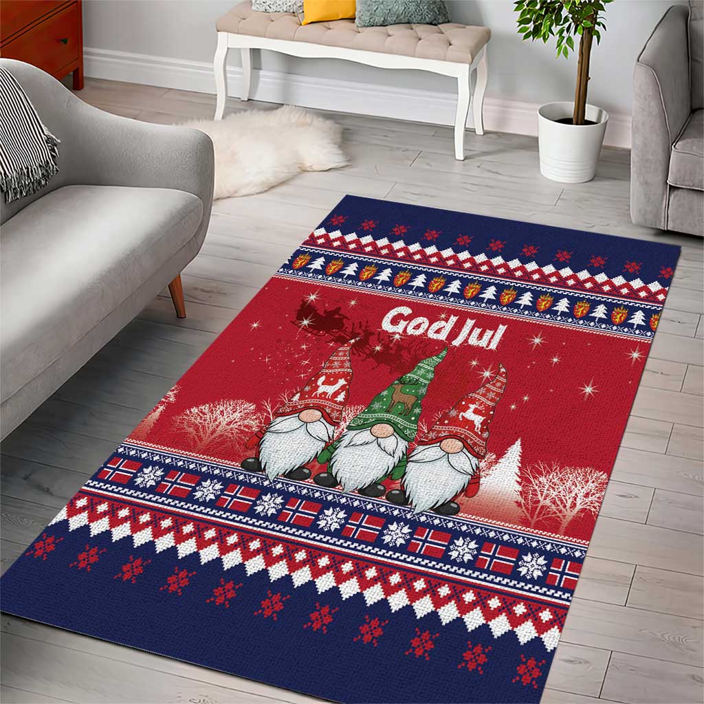 Norway Nisse Christmas Area Rug God Jul Norwegian Christmas Pattern - Wonder Print Shop