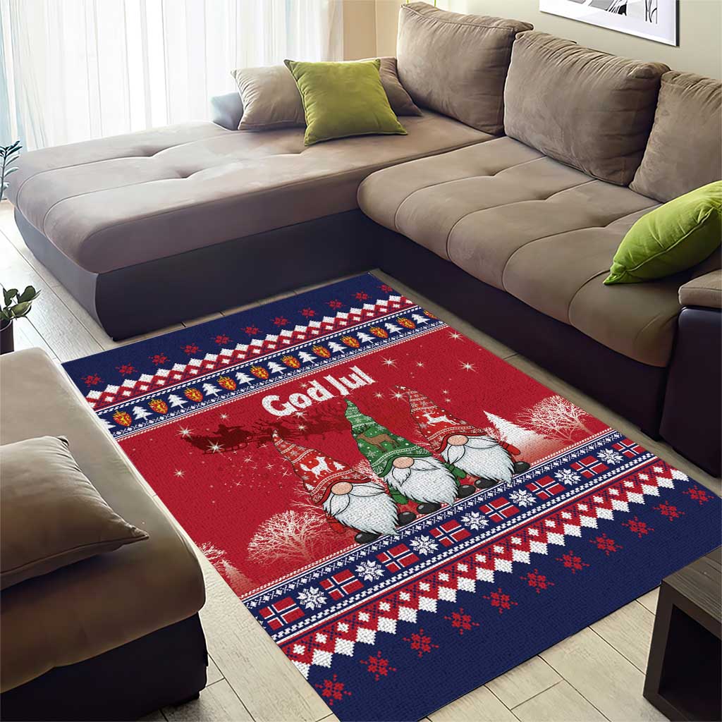 Norway Nisse Christmas Area Rug God Jul Norwegian Christmas Pattern - Wonder Print Shop