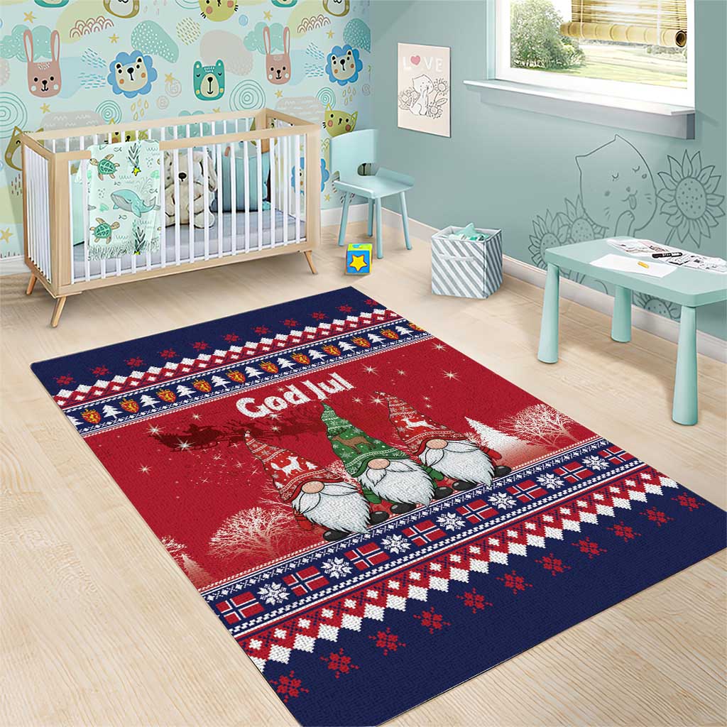 Norway Nisse Christmas Area Rug God Jul Norwegian Christmas Pattern - Wonder Print Shop