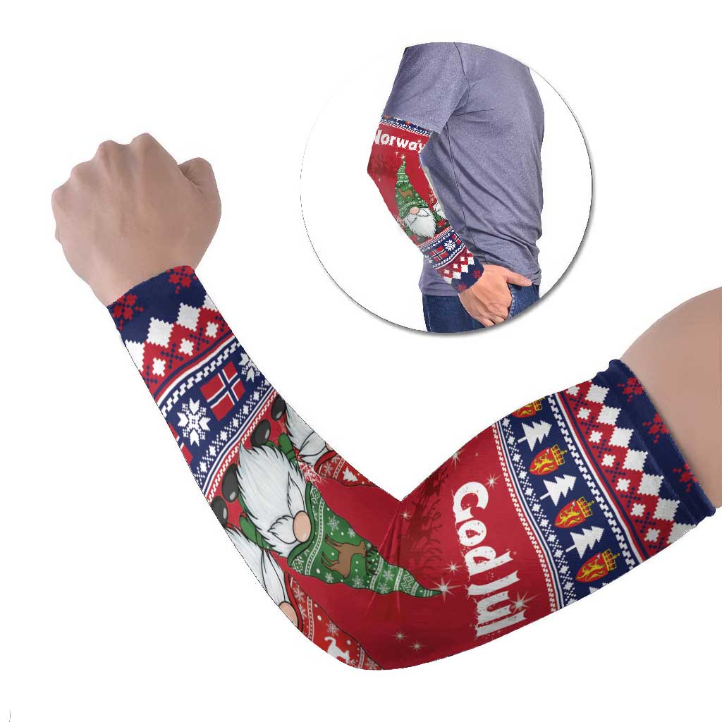 Norway Nisse Christmas Arm Sleeves God Jul Norwegian Christmas Pattern - Wonder Print Shop