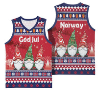 Norway Nisse Christmas Basketball Jersey God Jul Norwegian Christmas Pattern - Wonder Print Shop
