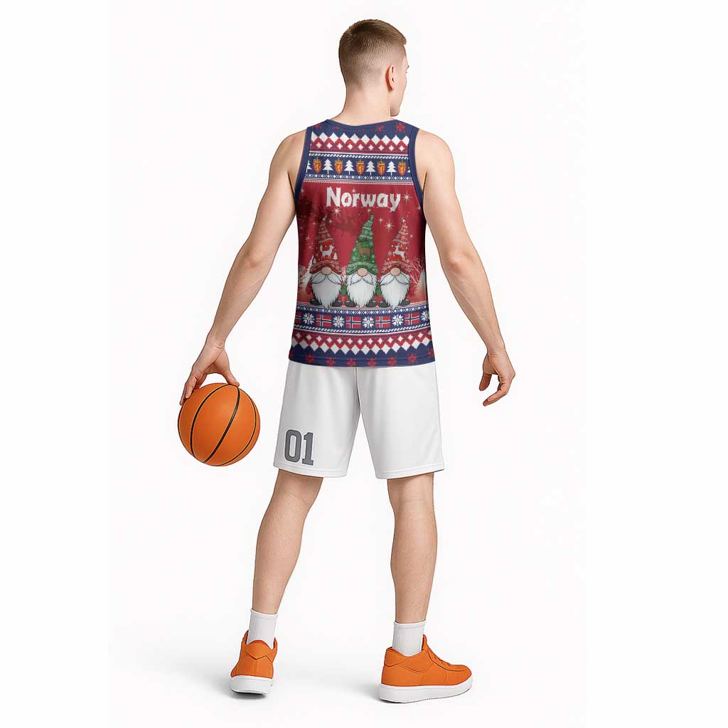 Norway Nisse Christmas Basketball Jersey God Jul Norwegian Christmas Pattern - Wonder Print Shop