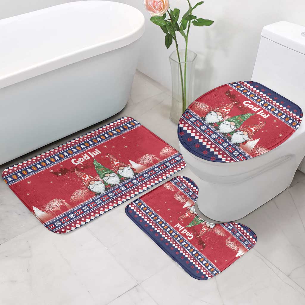 Norway Nisse Christmas Bathroom Set God Jul Norwegian Christmas Pattern - Wonder Print Shop