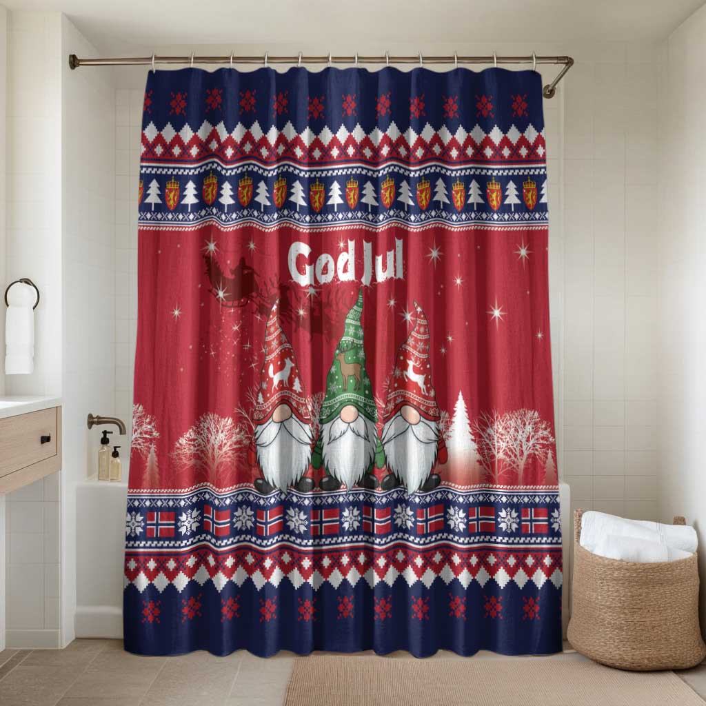 Norway Nisse Christmas Bathroom Set God Jul Norwegian Christmas Pattern - Wonder Print Shop