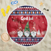 Norway Nisse Christmas Beach Blanket God Jul Norwegian Christmas Pattern - Wonder Print Shop
