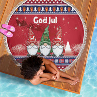 Norway Nisse Christmas Beach Blanket God Jul Norwegian Christmas Pattern - Wonder Print Shop