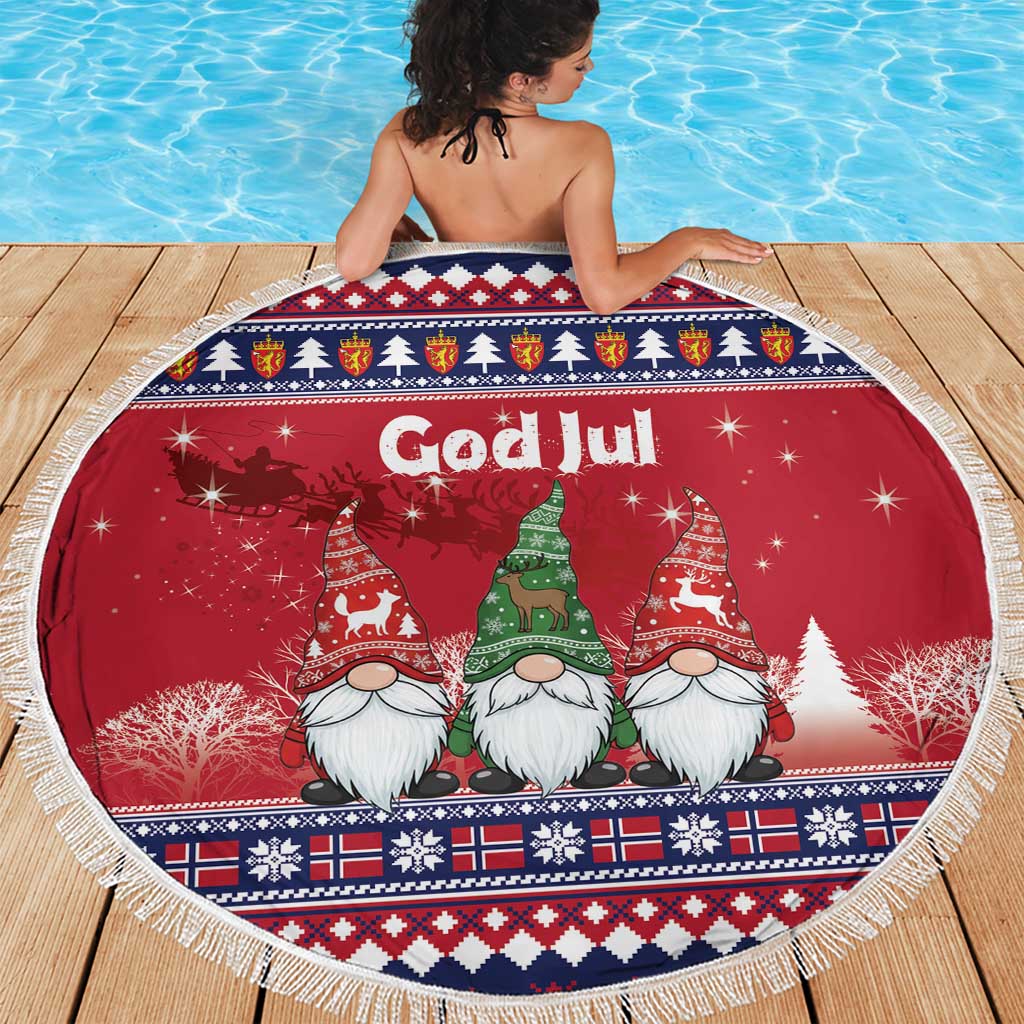 Norway Nisse Christmas Beach Blanket God Jul Norwegian Christmas Pattern - Wonder Print Shop