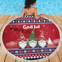 Norway Nisse Christmas Beach Blanket God Jul Norwegian Christmas Pattern - Wonder Print Shop