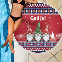 Norway Nisse Christmas Beach Blanket God Jul Norwegian Christmas Pattern - Wonder Print Shop
