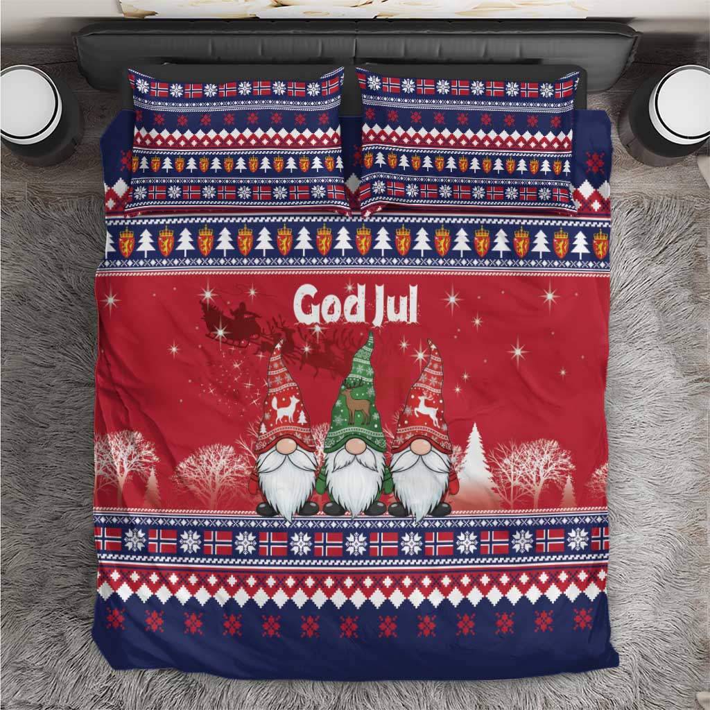 Norway Nisse Christmas Bedding Set God Jul Norwegian Christmas Pattern - Wonder Print Shop