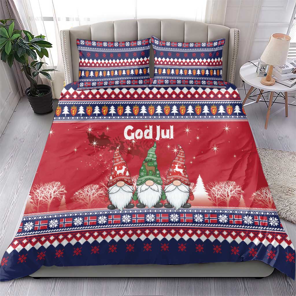 Norway Nisse Christmas Bedding Set God Jul Norwegian Christmas Pattern - Wonder Print Shop