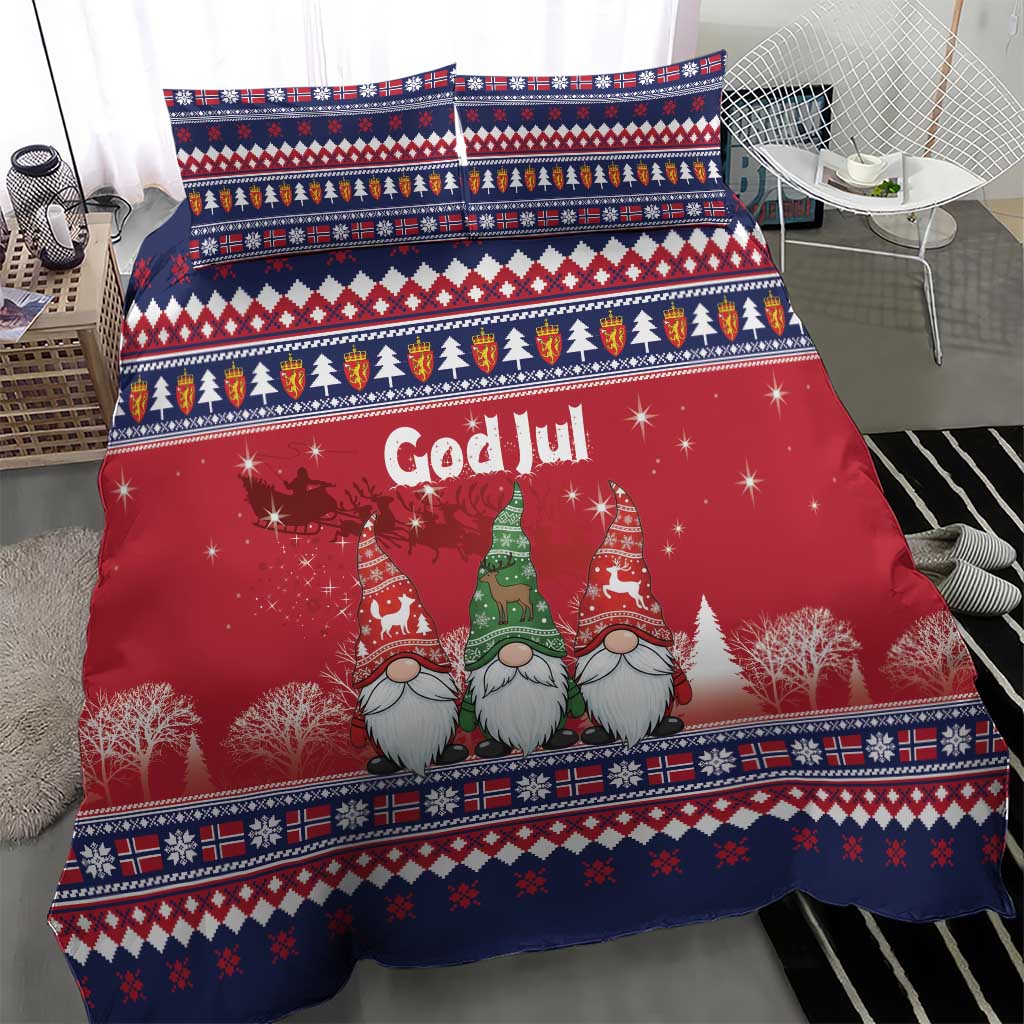 Norway Nisse Christmas Bedding Set God Jul Norwegian Christmas Pattern - Wonder Print Shop