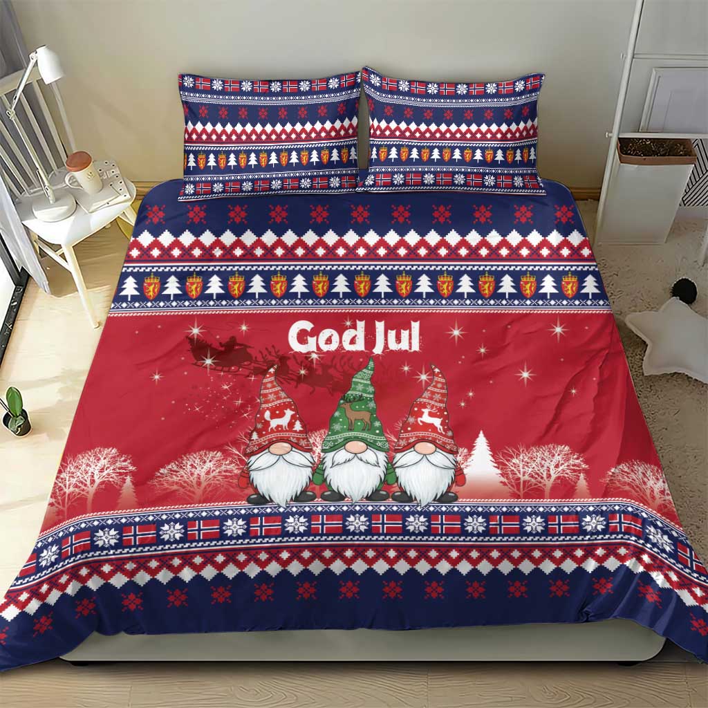 Norway Nisse Christmas Bedding Set God Jul Norwegian Christmas Pattern - Wonder Print Shop