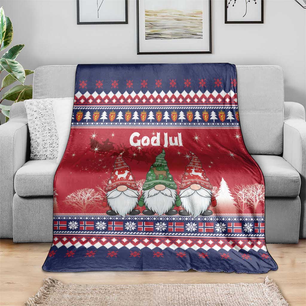 Norway Nisse Christmas Blanket God Jul Norwegian Christmas Pattern - Wonder Print Shop