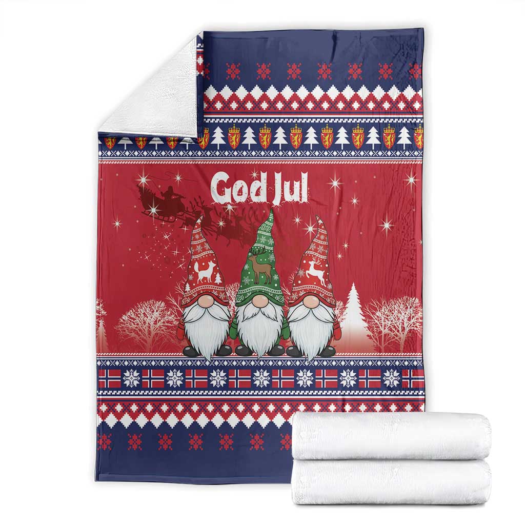 Norway Nisse Christmas Blanket God Jul Norwegian Christmas Pattern - Wonder Print Shop