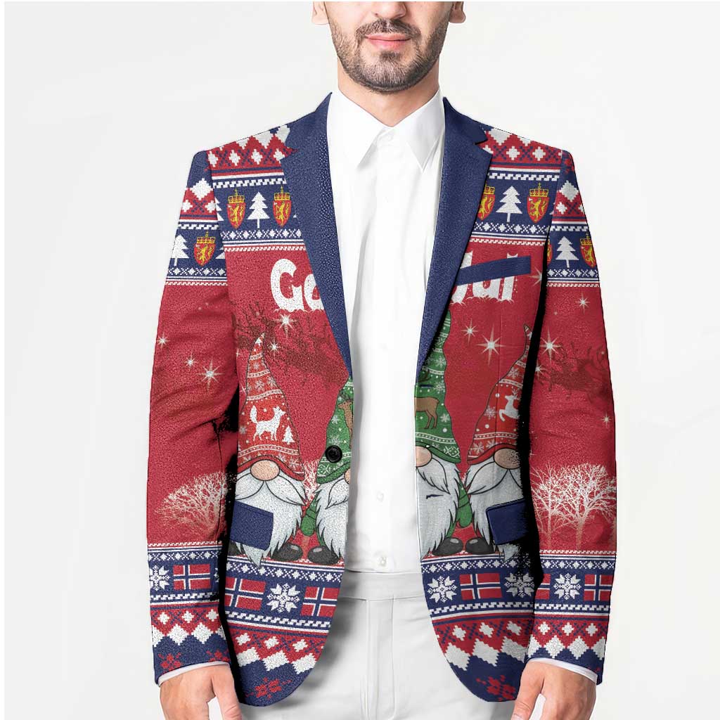 Norway Nisse Christmas Blazer God Jul Norwegian Christmas Pattern - Wonder Print Shop