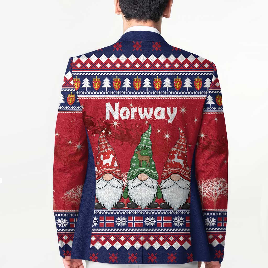 Norway Nisse Christmas Blazer God Jul Norwegian Christmas Pattern - Wonder Print Shop
