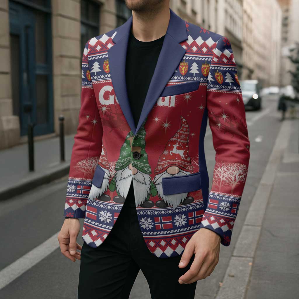 Norway Nisse Christmas Blazer God Jul Norwegian Christmas Pattern - Wonder Print Shop