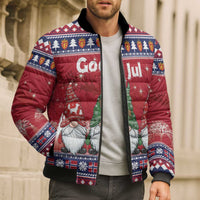 Norway Nisse Christmas Bomber Puffer Jacket God Jul Norwegian Christmas Pattern - Wonder Print Shop