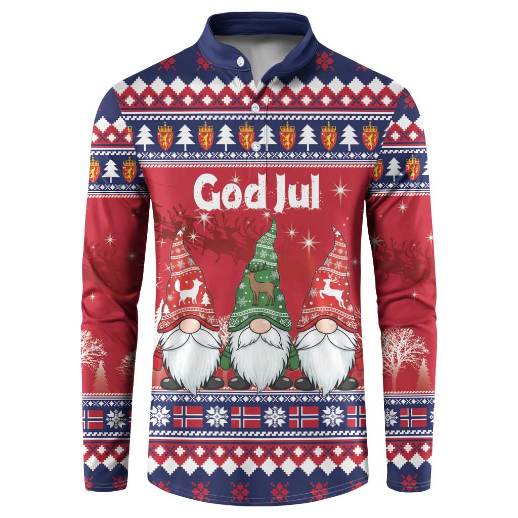 Norway Nisse Christmas Button Sweatshirt God Jul Norwegian Christmas Pattern - Wonder Print Shop