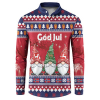 Norway Nisse Christmas Button Sweatshirt God Jul Norwegian Christmas Pattern - Wonder Print Shop