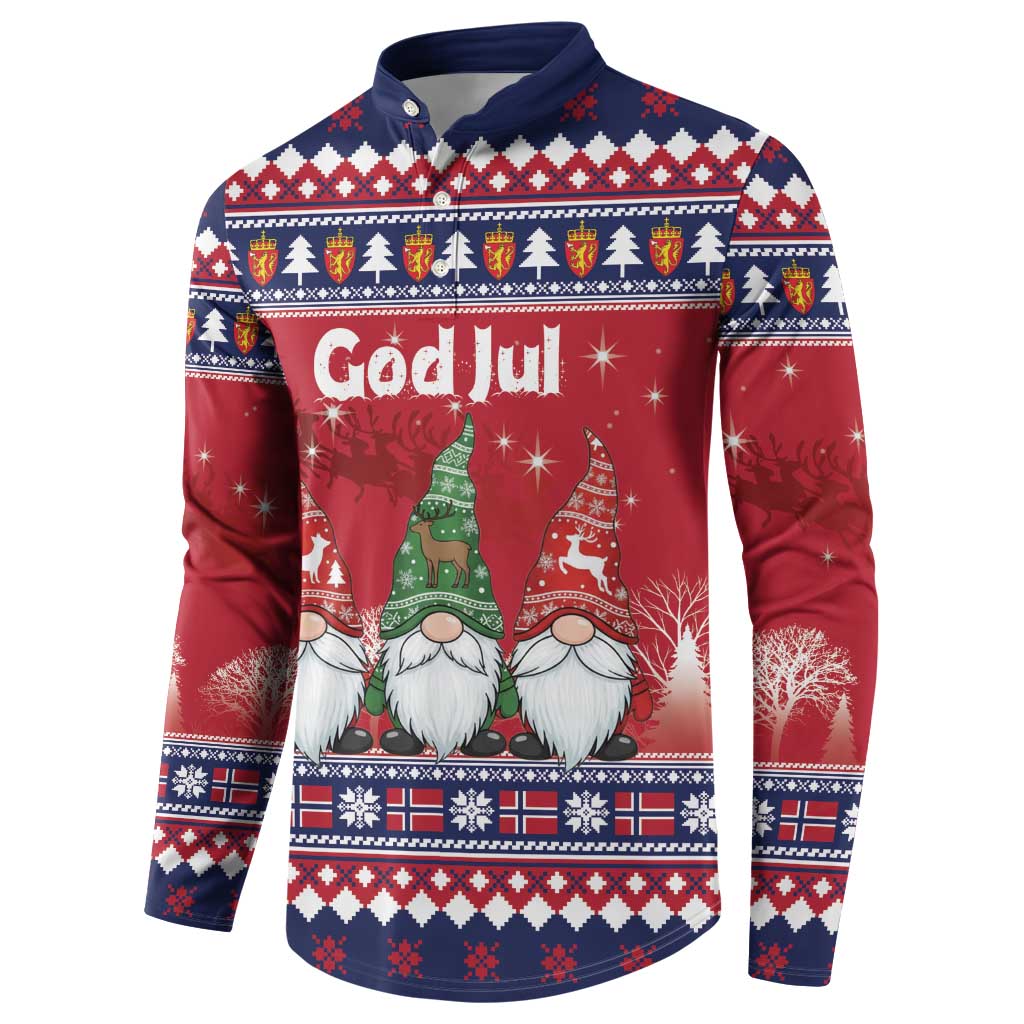 Norway Nisse Christmas Button Sweatshirt God Jul Norwegian Christmas Pattern - Wonder Print Shop