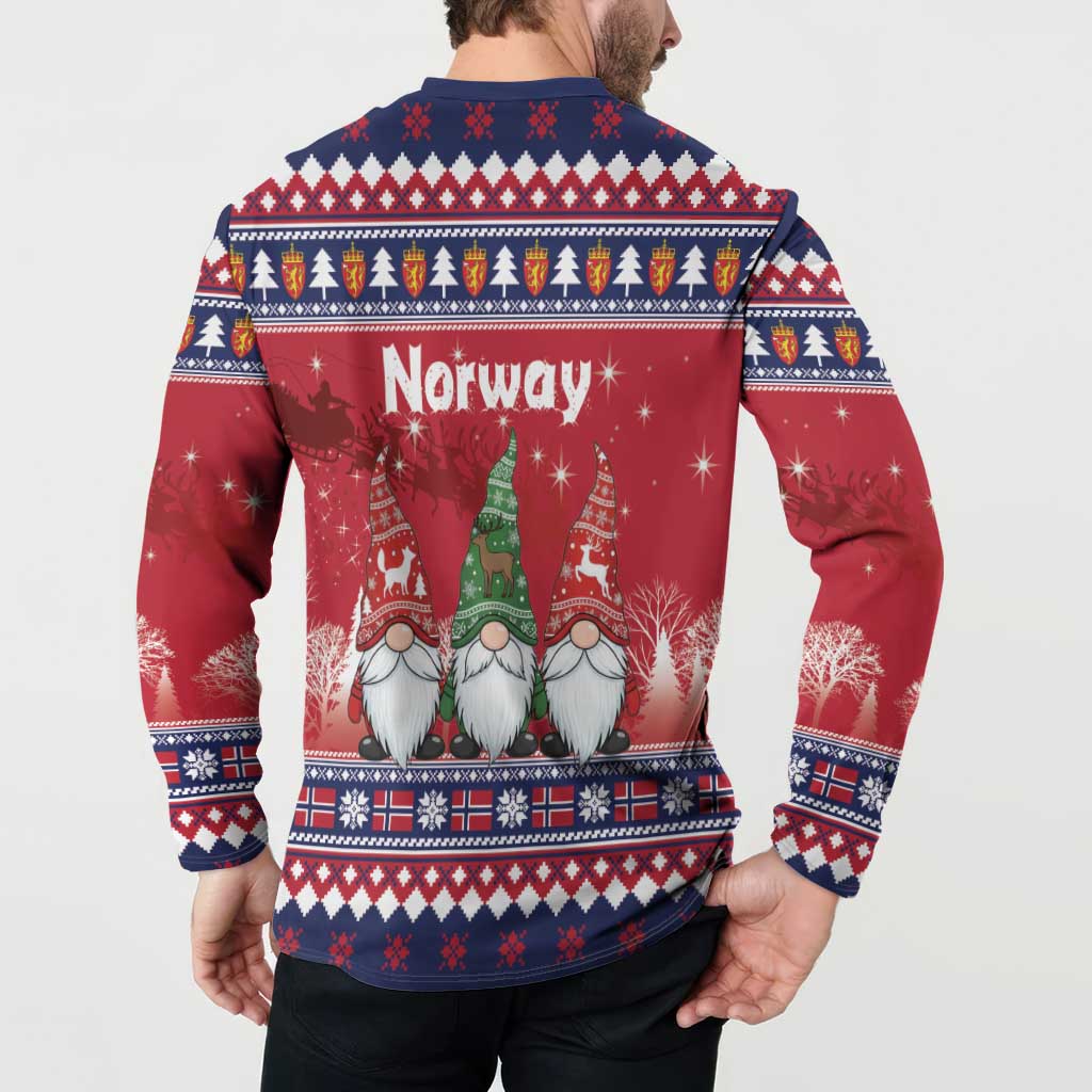 Norway Nisse Christmas Button Sweatshirt God Jul Norwegian Christmas Pattern - Wonder Print Shop