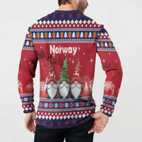 Norway Nisse Christmas Button Sweatshirt God Jul Norwegian Christmas Pattern - Wonder Print Shop