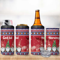 Norway Nisse Christmas 4 in 1 Can Cooler Tumbler God Jul Norwegian Christmas Pattern - Wonder Print Shop