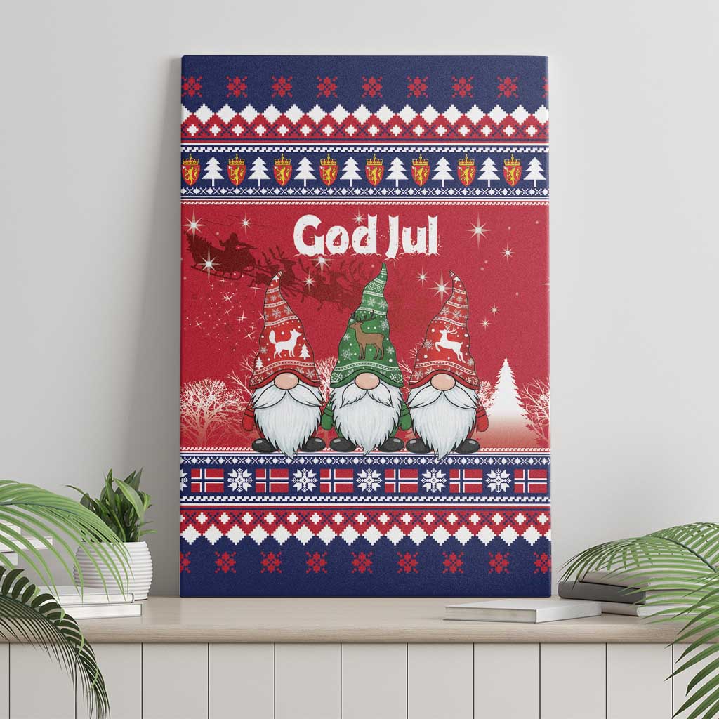Norway Nisse Christmas Canvas Wall Art God Jul Norwegian Christmas Pattern - Wonder Print Shop