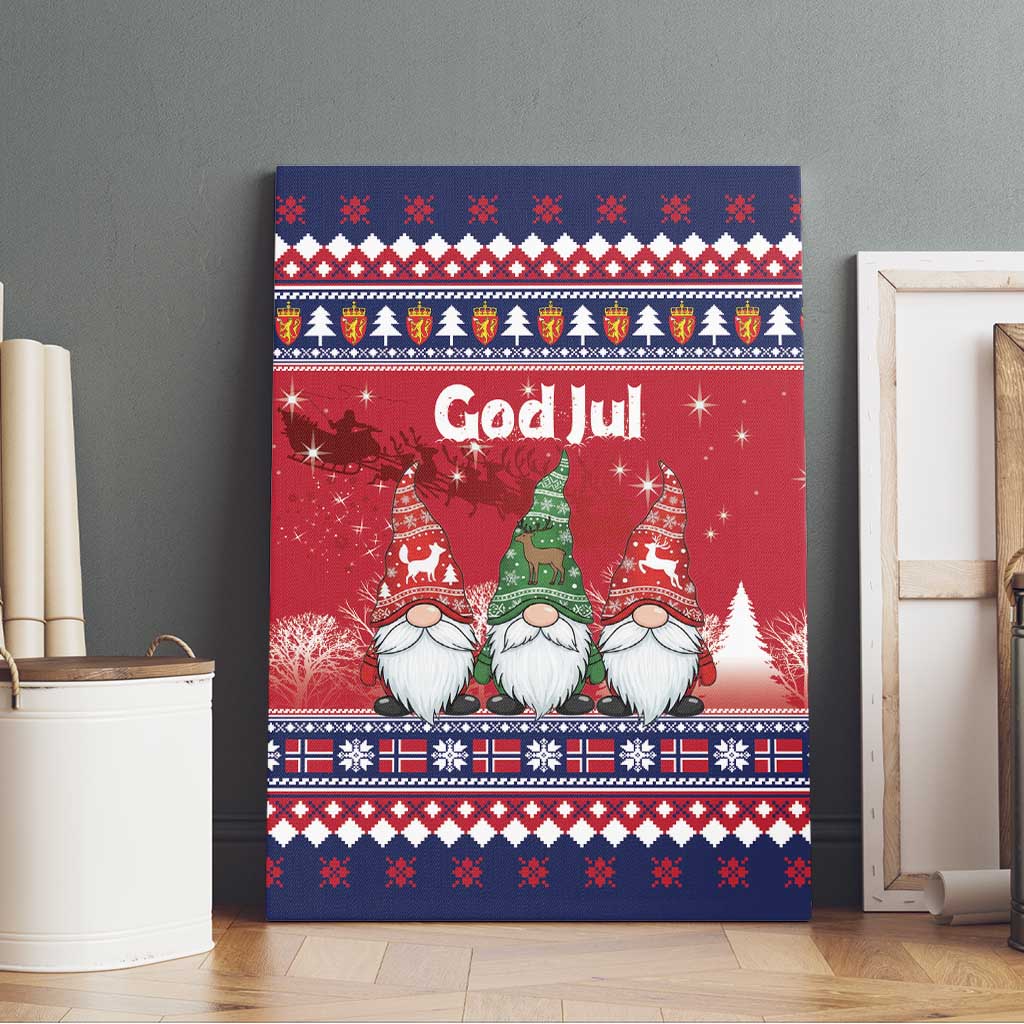 Norway Nisse Christmas Canvas Wall Art God Jul Norwegian Christmas Pattern - Wonder Print Shop