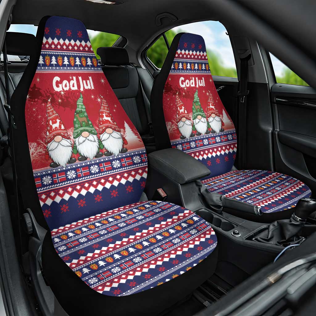 Norway Nisse Christmas Car Seat Cover God Jul Norwegian Christmas Pattern - Wonder Print Shop
