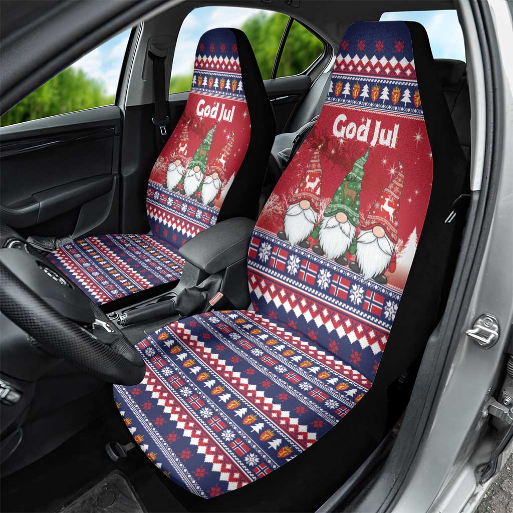 Norway Nisse Christmas Car Seat Cover God Jul Norwegian Christmas Pattern - Wonder Print Shop