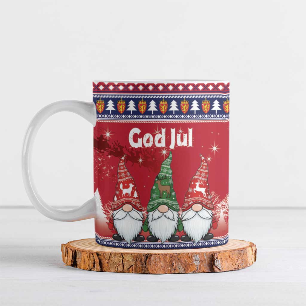 Norway Nisse Christmas Ceramic Mug God Jul Norwegian Christmas Pattern - Wonder Print Shop