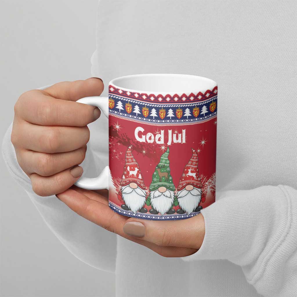 Norway Nisse Christmas Ceramic Mug God Jul Norwegian Christmas Pattern - Wonder Print Shop
