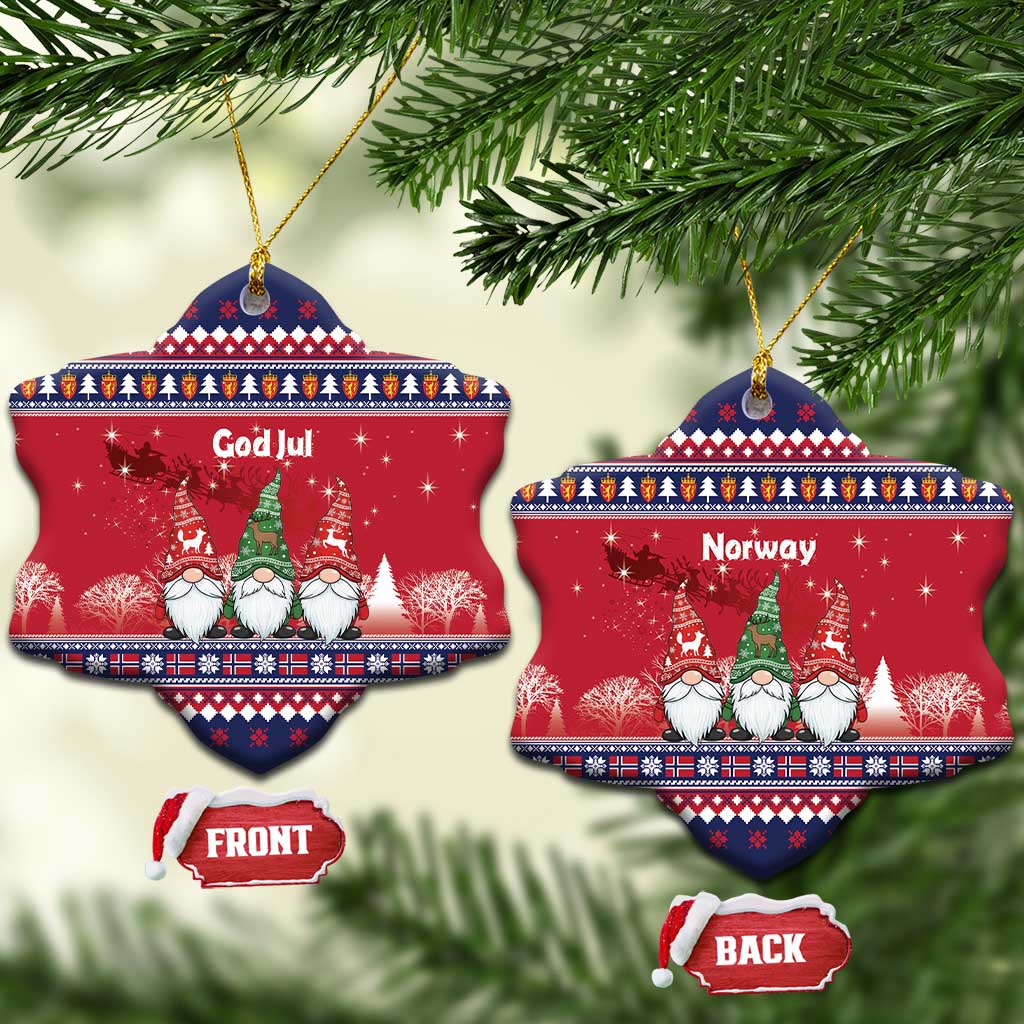 Norway Nisse Christmas Ceramic Ornament God Jul Norwegian Christmas Pattern - Wonder Print Shop