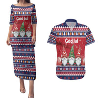 Norway Nisse Christmas Couples Matching Puletasi and Hawaiian Shirt God Jul Norwegian Christmas Pattern - Wonder Print Shop