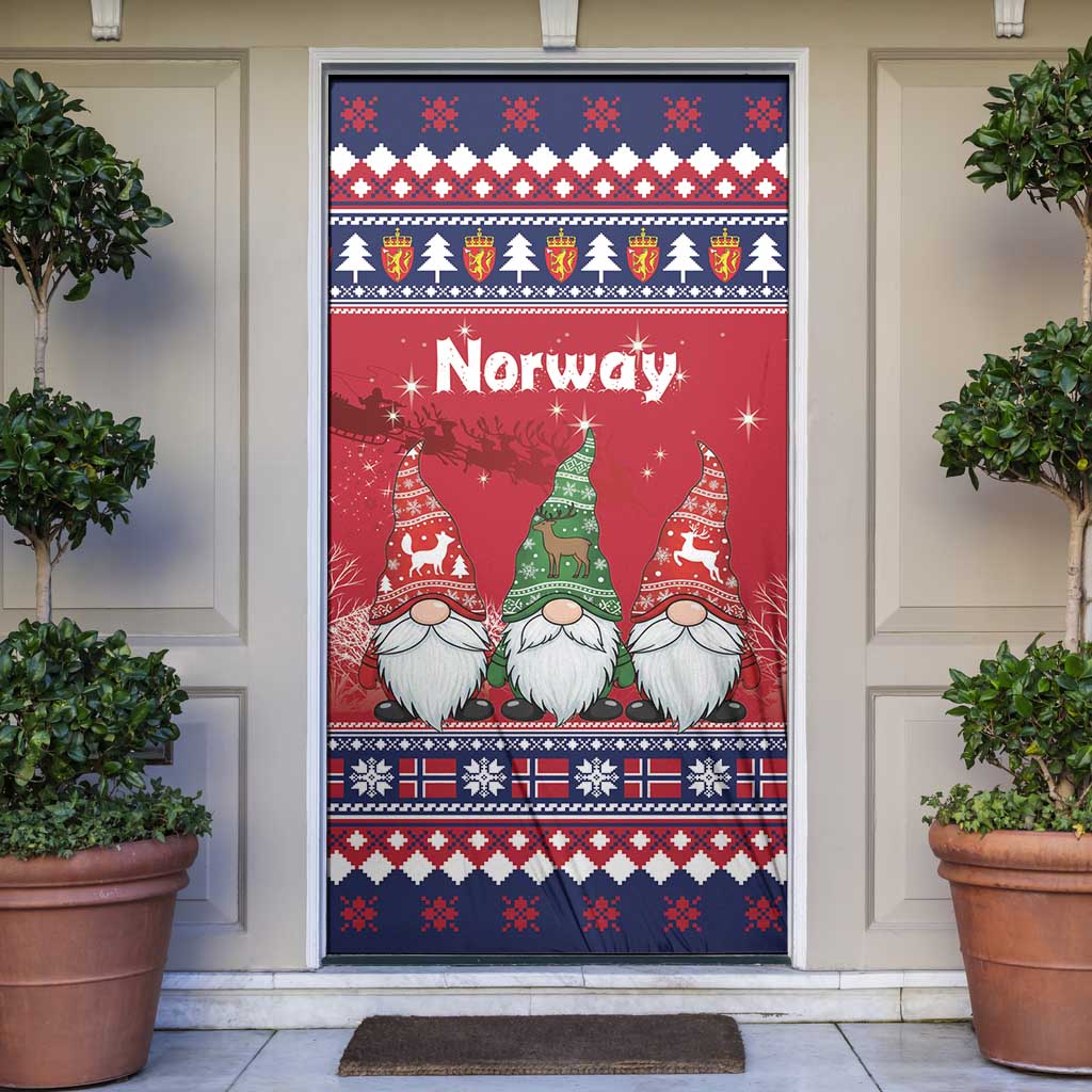 Norway Nisse Christmas Door Cover God Jul Norwegian Christmas Pattern - Wonder Print Shop