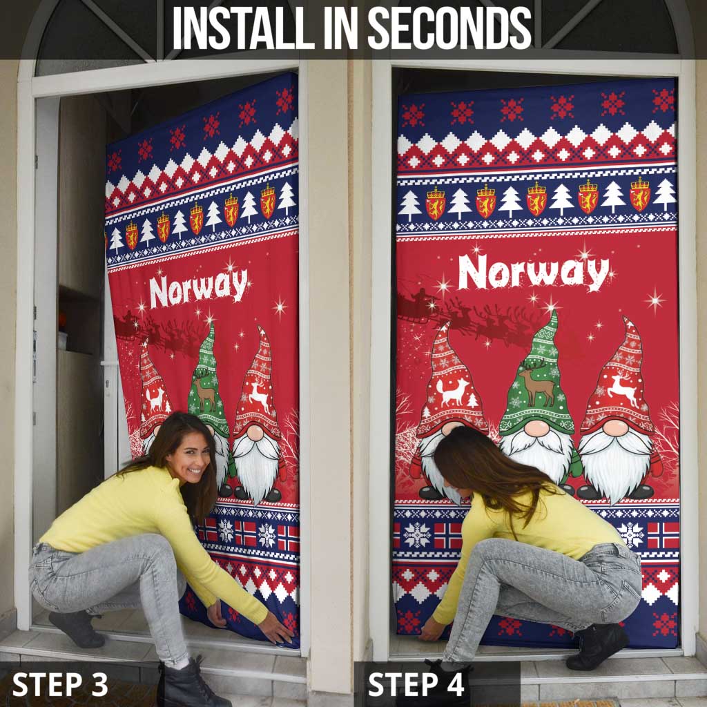 Norway Nisse Christmas Door Cover God Jul Norwegian Christmas Pattern - Wonder Print Shop