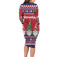 Norway Nisse Christmas Family Matching Long Sleeve Bodycon Dress and Hawaiian Shirt God Jul Norwegian Christmas Pattern - Wonder Print Shop