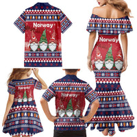 Norway Nisse Christmas Family Matching Mermaid Dress and Hawaiian Shirt God Jul Norwegian Christmas Pattern - Wonder Print Shop
