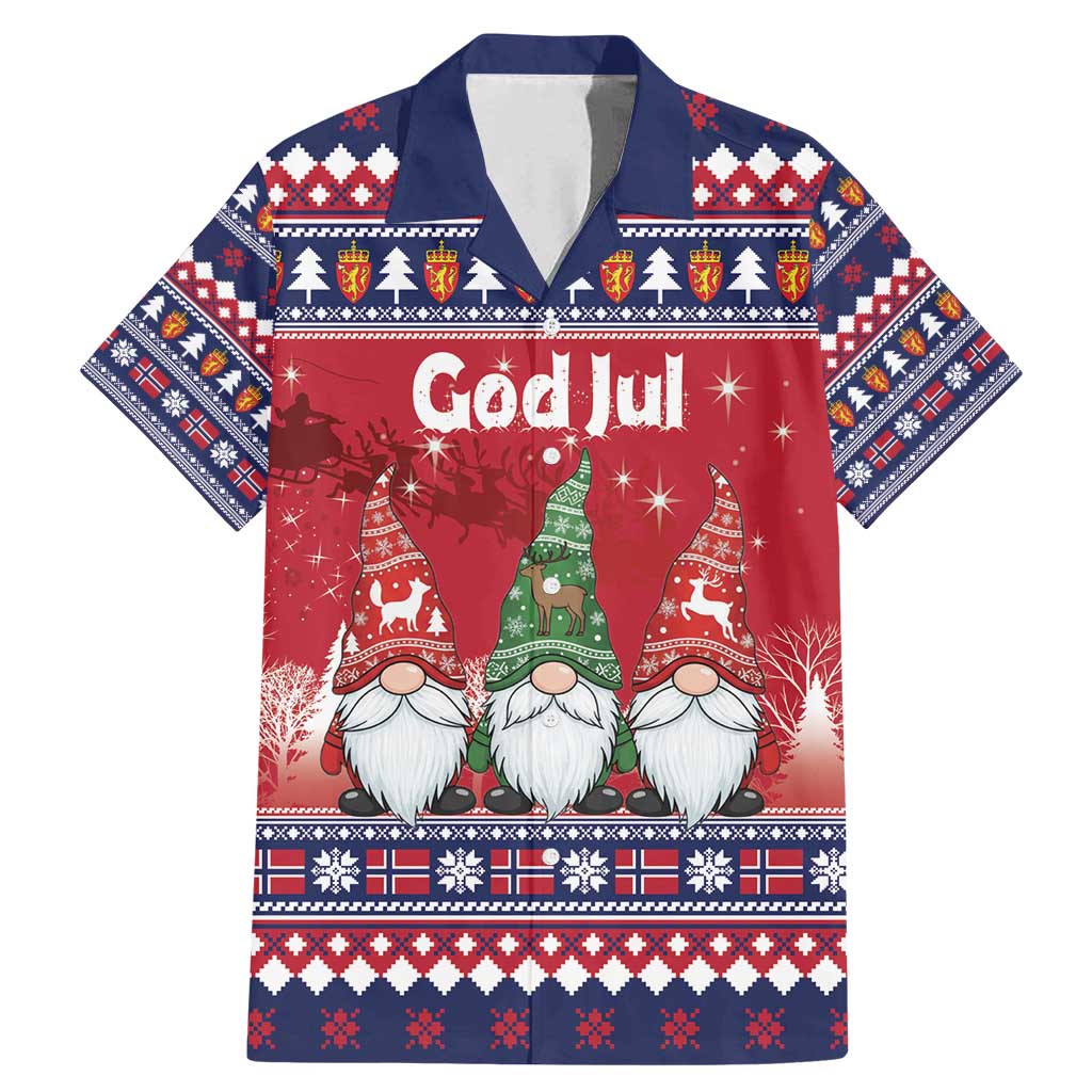 Norway Nisse Christmas Family Matching Mermaid Dress and Hawaiian Shirt God Jul Norwegian Christmas Pattern - Wonder Print Shop