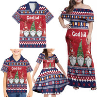Norway Nisse Christmas Family Matching Off Shoulder Maxi Dress and Hawaiian Shirt God Jul Norwegian Christmas Pattern - Wonder Print Shop