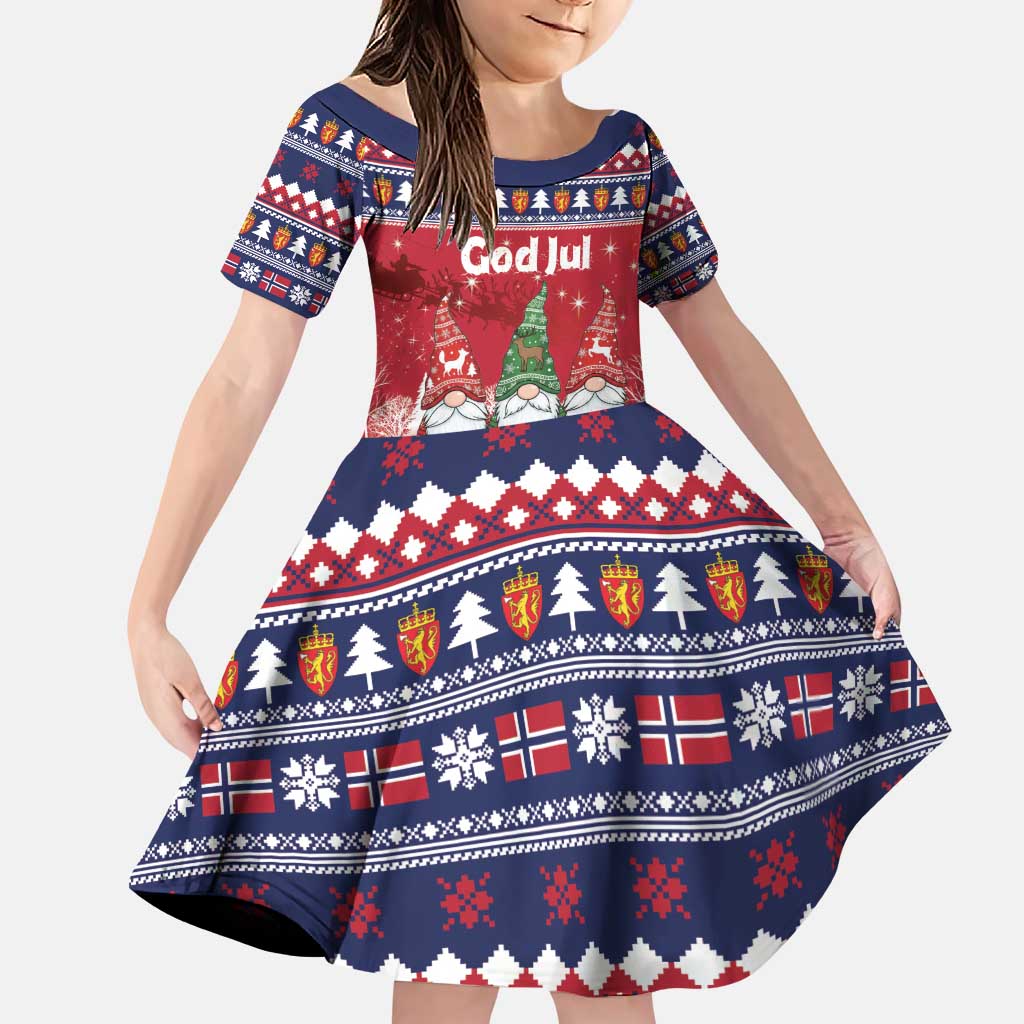 Norway Nisse Christmas Family Matching Puletasi and Hawaiian Shirt God Jul Norwegian Christmas Pattern - Wonder Print Shop