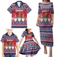 Norway Nisse Christmas Family Matching Puletasi and Hawaiian Shirt God Jul Norwegian Christmas Pattern - Wonder Print Shop