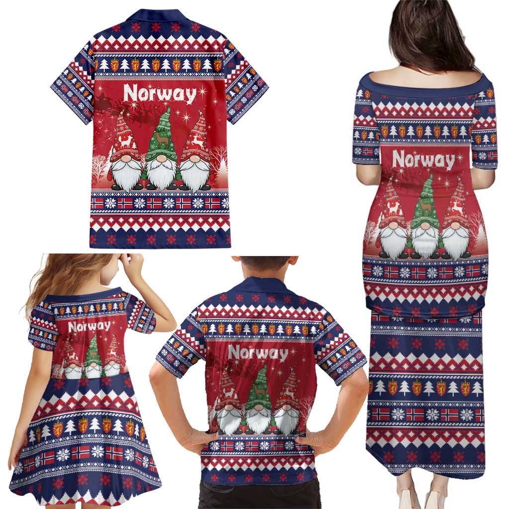 Norway Nisse Christmas Family Matching Puletasi and Hawaiian Shirt God Jul Norwegian Christmas Pattern - Wonder Print Shop