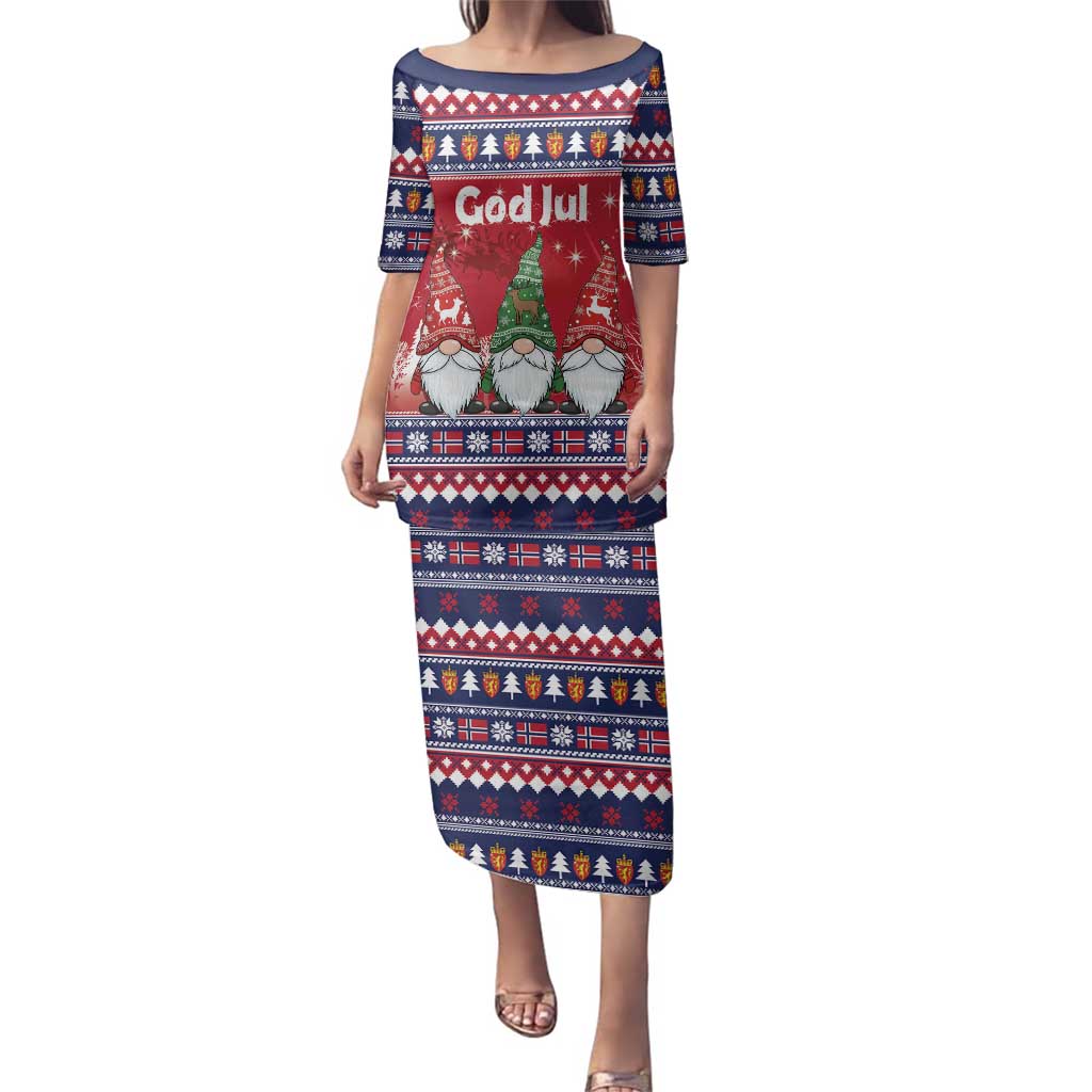 Norway Nisse Christmas Family Matching Puletasi and Hawaiian Shirt God Jul Norwegian Christmas Pattern - Wonder Print Shop